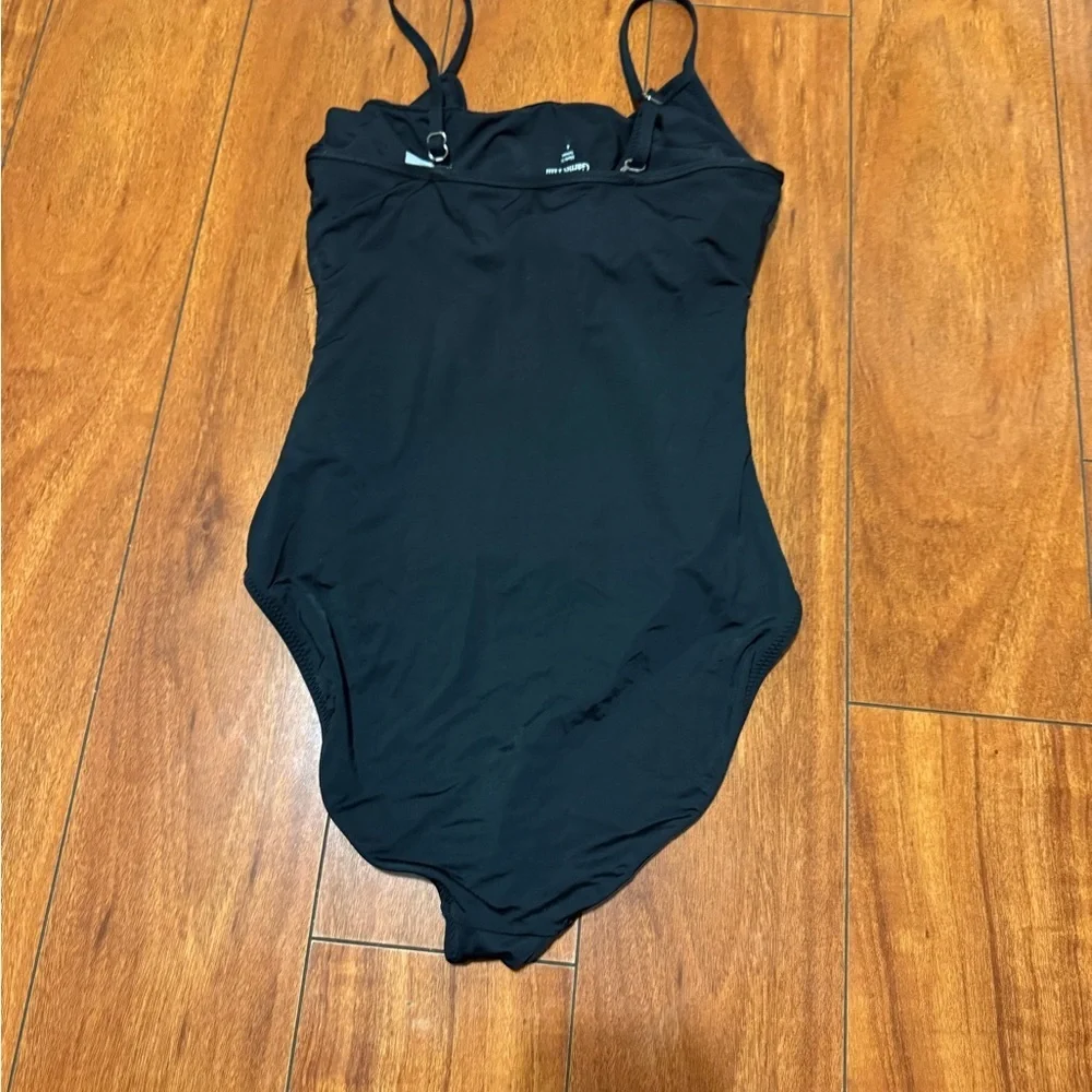 Garnet Hill Black Ruched One-Piece Swimsuit